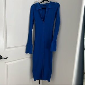 Never worn, button down, royal blue, long sleeve maxi dress. Size XL